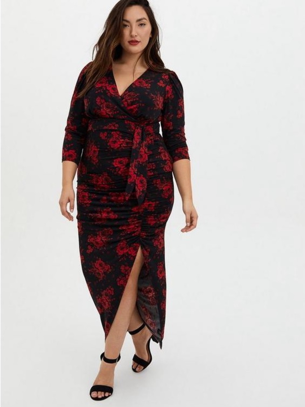 Torrid (NWT) Maxi studio knit hi-low dress - floral red